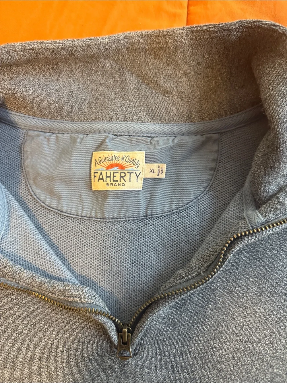 Faherty Men's Light Blue Quarter-Zip Knit Pullover